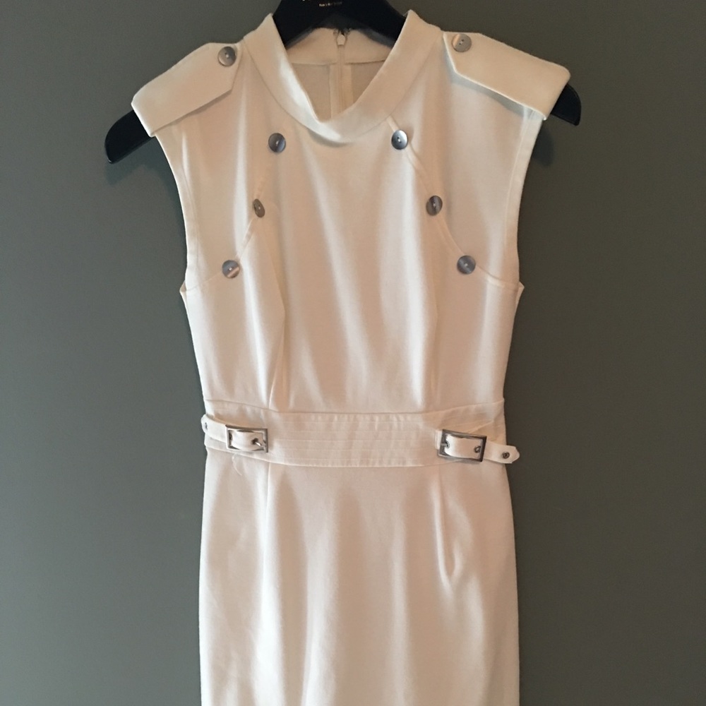 Military inspired Cream Dress